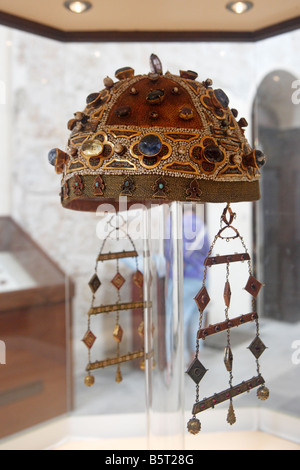 Crown of Constance of Aragon in the treasury, Palermo Cathedral, Sicily, Stock Photo