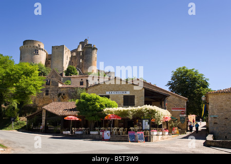 French cafe restaurant at the Chateau de Bonaguil, Lot et Garonne, France, Europe Stock Photo