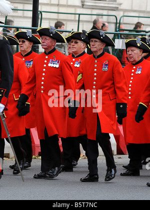 Chelsea Pensioners take part in the London Remembrance Parade on Nov 11th Stock Photo