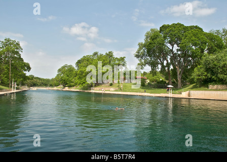 Texas Hill Country Austin Zilker Park Barton Springs Pool fed from Edwards Aquifer Stock Photo