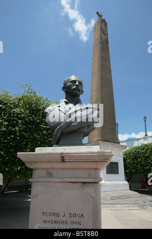 Pedro J Sosa bust at the Plaza de Francia Las Bovedas of the Casco Antiguo or Casco Viejo of Panama City. Stock Photo