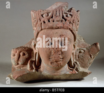 Head of Vaikunta Vishnu red sandstone Mathura Uttar Pradesh. National Museum of New Delhi India 67.161