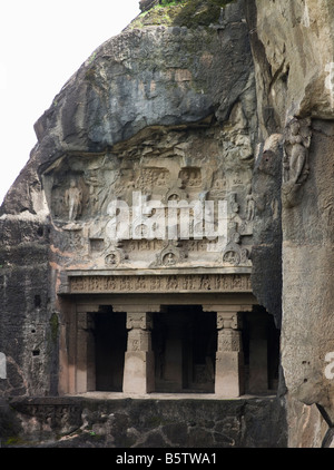 Kailasanatha Temple carved from basalt monolith Ellora Caves India Shiva Stock Photo