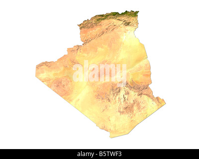 Satellite Image Of Algeria Isolated On White Background Stock Photo