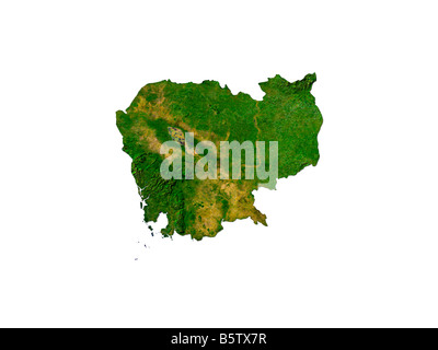 Satellite Image Of Cambodia Isolated On White Background Stock Photo