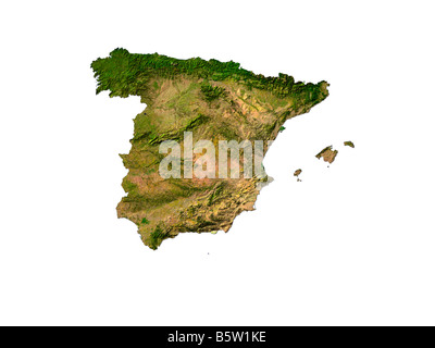 Satellite Image Of Spain Isolated On White Background Stock Photo