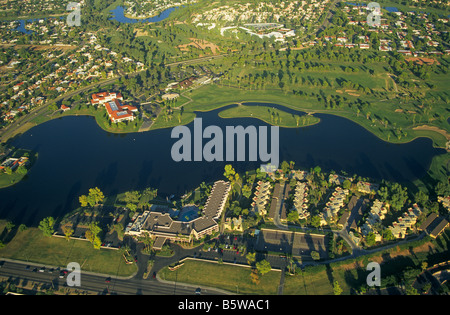 An aerial view of an upscale residential area in Scottsdale in Phoenix Arizona Stock Photo