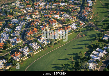 An aerial view of a residential area in the Scottsdale area of Phoenix, Arizona. Stock Photo