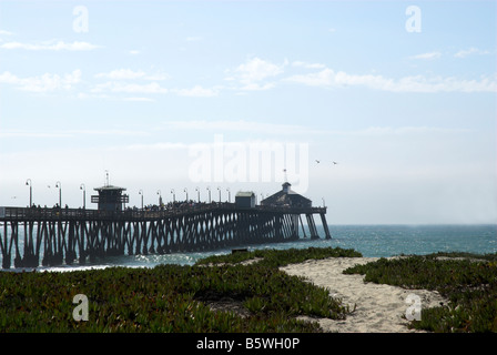 Imperial Beach Municipal Pier, San Diego County, California, USA - a trail to the beach in the foreground. Stock Photo