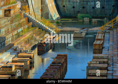 Dry Dock 1 at Boston Navy Yard (formerly Charlestown Navy Yard), Boston National Historic Park, Boston USA Stock Photo