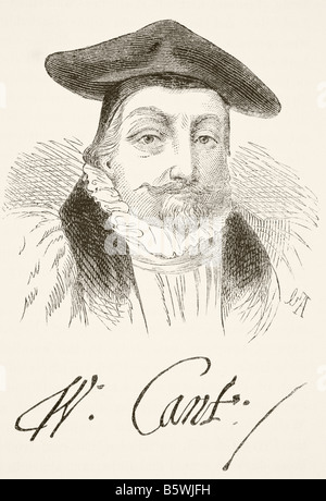William Laud, 1573 -1645. Archbishop of Canterbury. Portrait and signature. Stock Photo