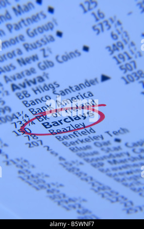 Barclays Bank Stock Share Price Listing In Newspaper Stock Photo