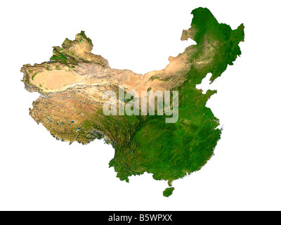 Satellite Image Of China Isolated On White Background Stock Photo