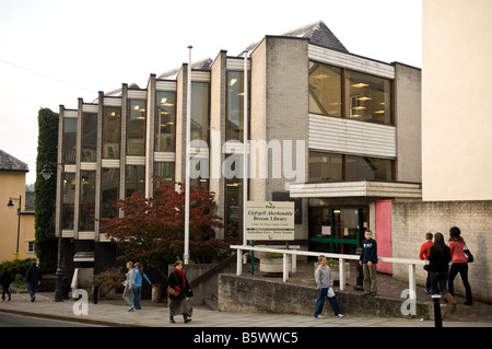 exterior view of Brecon public Library, Powys Wales UK, a modern building dating from the 1970s Stock Photo