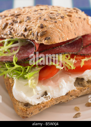 salami and cream cheese roll Stock Photo