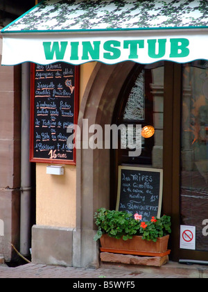 A winstub a wine bar and also a rural restaurant at Obernai – Alsace region - France Stock Photo