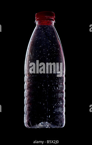 object on black plastic bottle on black Stock Photo