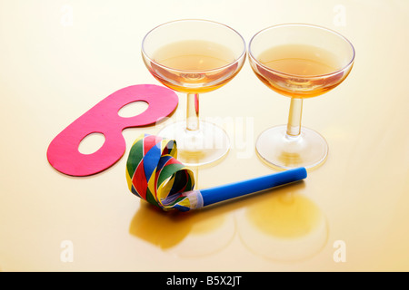 Wine Glasses and Party Favors Stock Photo
