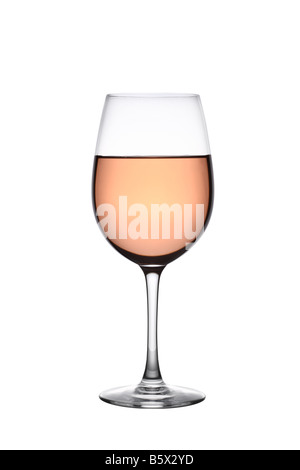 Glass of rose wine cutout isolated on white background Stock Photo