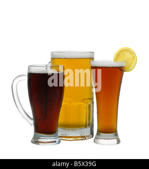 Assortment of beer cutout isolated on white background Stock Photo