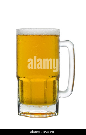 Mug of beer cutout isolated on white background Stock Photo