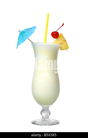 Pina Colada cocktail cutout isolated on white background Stock Photo