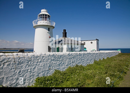 The lighthouse and keeper's cottages, Inner Farne, Northumberland. Stock Photo