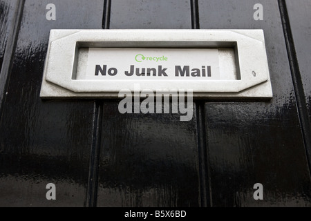 No Junk Mail sign on letterbox Stock Photo