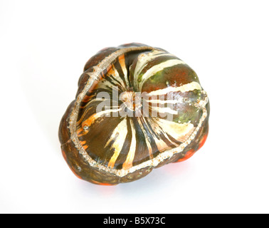 Green striped coloured pumpkin on isolated white background Stock Photo