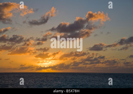 Sunset over Atlantic Ocean from the caribbean island of Anguilla in the British West Indies Stock Photo