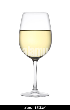 Glass of white wine cutout isolated on white background Stock Photo