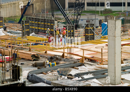 Workers at a construction site Stock Photo
