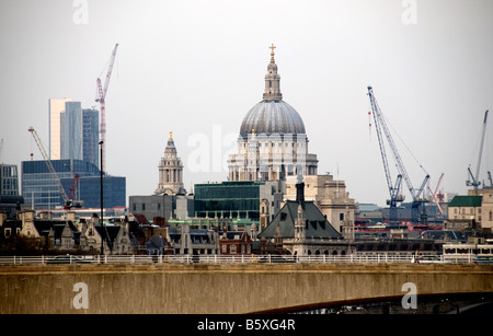 London Skyline Featuring St Pauls Cathedral Stock Photo