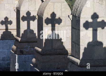 Shadows fall across religious monuments in Bolivia Stock Photo