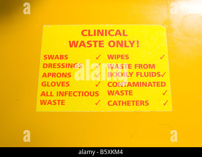 Clinical Waste bin at a hospital in the UK Stock Photo