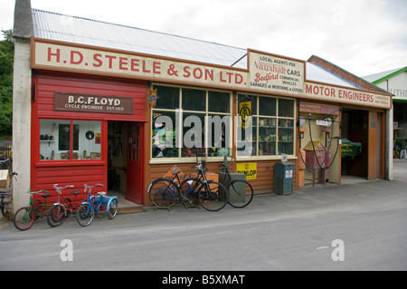 Vintage Cycle Shop and Petrol Station Amberley Museum Amberley West Sussex UK Stock Photo