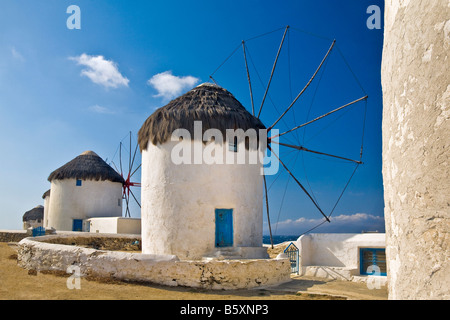 The famous windmills of Mykonos, Greece Stock Photo