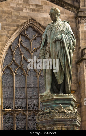 Statue of Sir Walter Francis Montague Douglas Scott 1806 1884 outside St Giles Cathedral Royal Mile Edinburgh Scotland Stock Photo