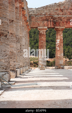 Interior of Greek Temple, Segesta, Sicily Stock Photo