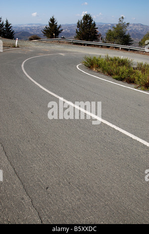 empty mountain road on the F106 toward stavrovouni cyprus Stock Photo