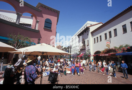 People at Paseo Nuevo mall in Santa Barbara California USA Stock Photo