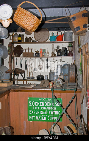 Inside Of Vintage Ironmongers Shop at Amberley Working Museum Amberley West Sussex UK Stock Photo