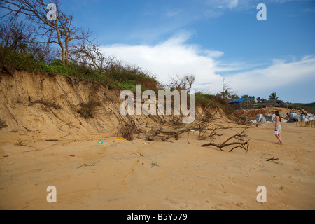 Beach Erosion and Attempts at Preventing it. Taj Holiday Village at Sinquerim Beach, Goa, India Stock Photo