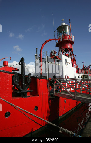 City of Cardiff, Wales. The Lightship 2000 Helwick LV14 is a floating Christian centre permanently moored at Cardiff Bay. Stock Photo