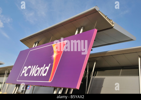 PC World retail park shopfront sign rebranding fascia November 2008 Stock Photo