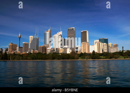 A view of the Sydney skyline looking across Farm Cove. Stock Photo