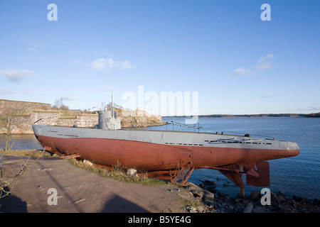 Submarine Vesikko on display in Suomenlinna Helsinki Stock Photo