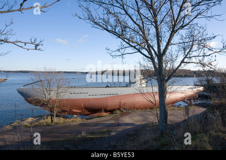 Submarine Vesikko on display in Suomenlinna Helsinki Stock Photo