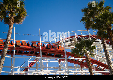 Giant dipper roller coaster at Santa Cruz Beach Boardwalk during summer ...