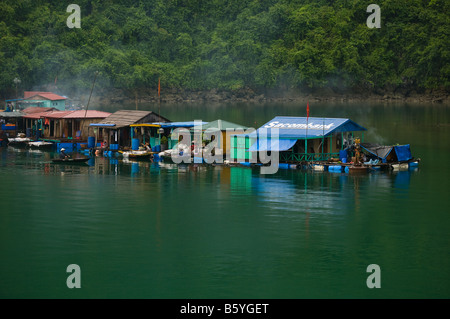 Floating village, Halong Bay, Vietnam Stock Photo